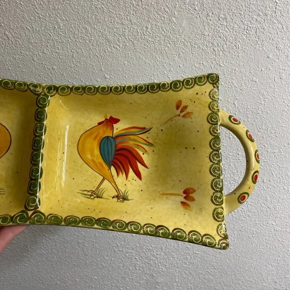 Two Sided Ceramic Rooster Dish - Picture 2 of 8